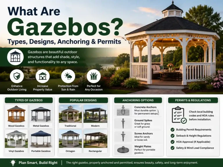 What Are Gazebos? Types, Designs, Anchoring & Permits