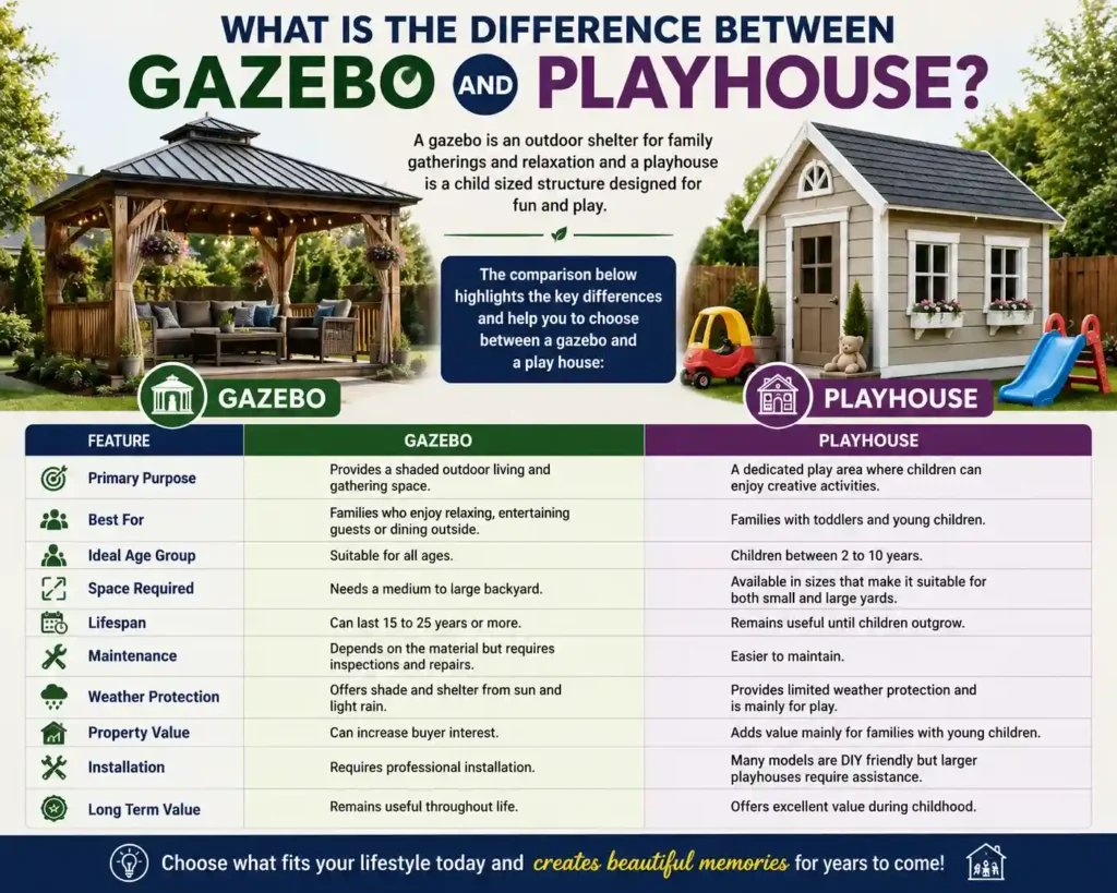 What is the Difference Between Gazebo and Playhouse