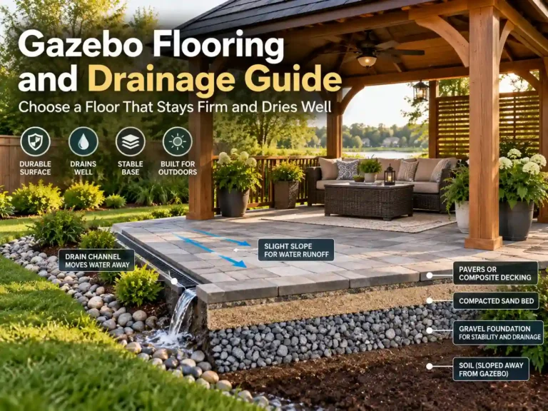 Gazebo Flooring and Drainage Guide: Choose a Floor That Stays Firm and Dries Well
